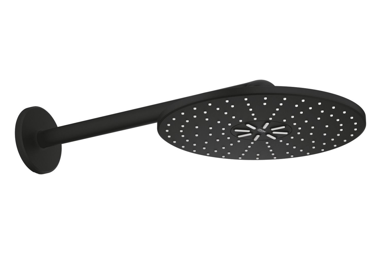Комплект из верхнего душа и кронштейна GROHE Rainshower SmartActive 310, фантомный черный (22123KF0)