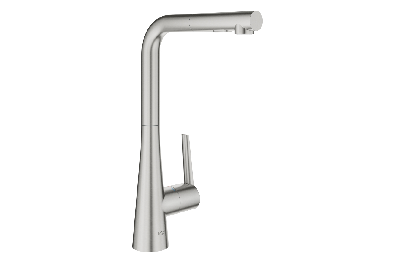 Смеситель для кухни GROHE Zedra с вытяжным душем 2jet, суперсталь (32553DC2)