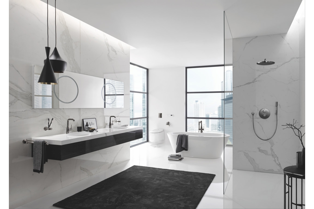 Смеситель для раковины GROHE Essence с донным клапаном, L-Size, темный графит глянец (32628A01)