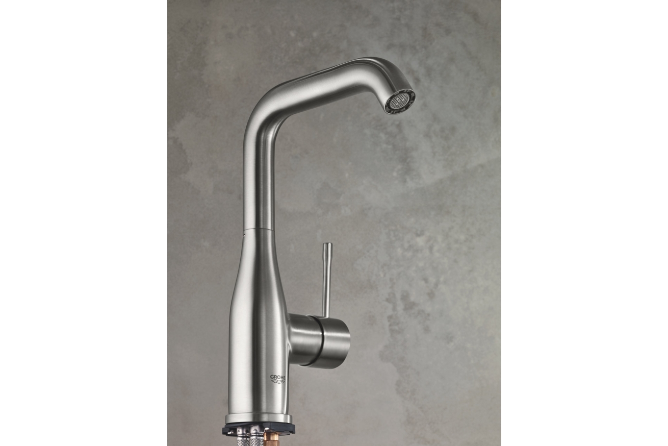 Смеситель для раковины GROHE Essence с донным клапаном, L-Size, суперсталь (32628DC1)