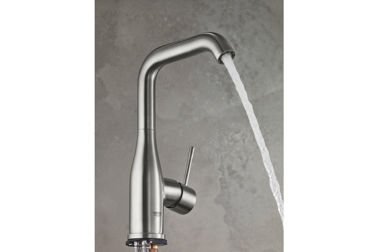 Смеситель для раковины GROHE Essence с донным клапаном, L-Size, суперсталь (32628DC1)