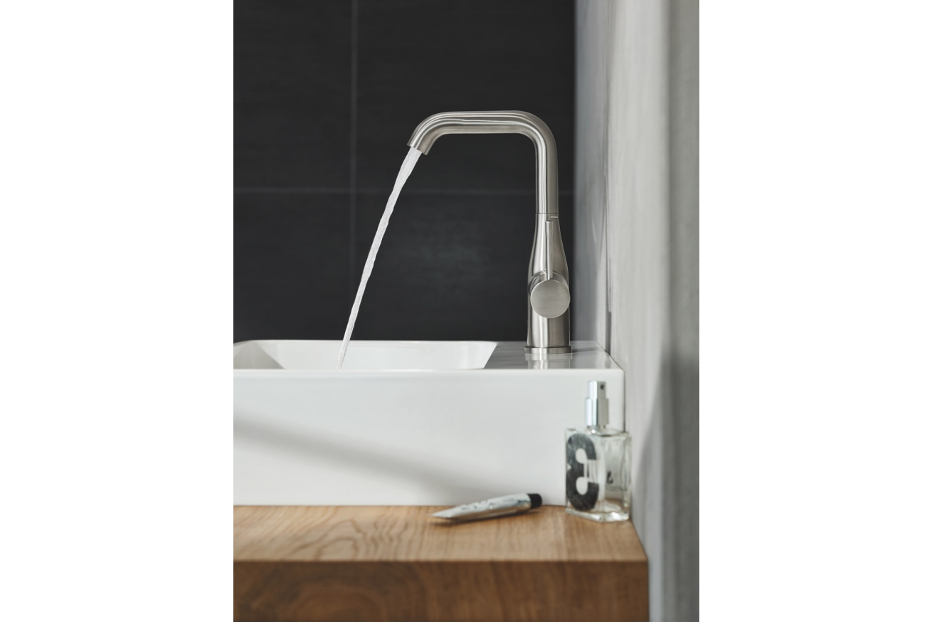 Смеситель для раковины GROHE Essence с донным клапаном, L-Size, суперсталь (32628DC1)