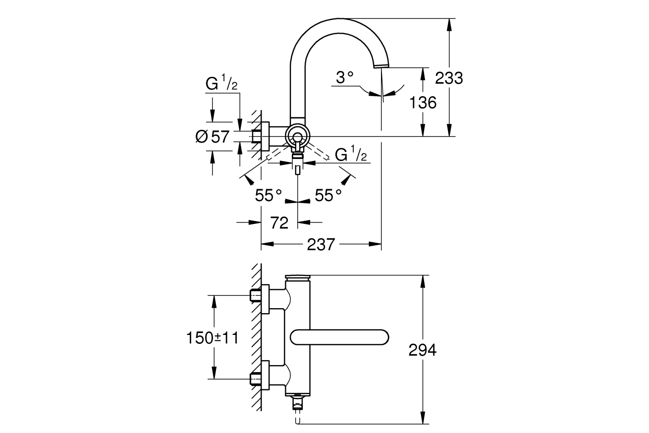 Смеситель для ванны GROHE Atrio внешнего монтажа, хром (32652003)