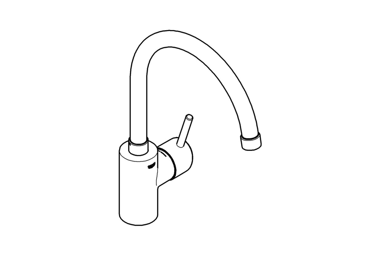 Смеситель для кухни GROHE Concetto с высоким С-изливом, хром (32661001)