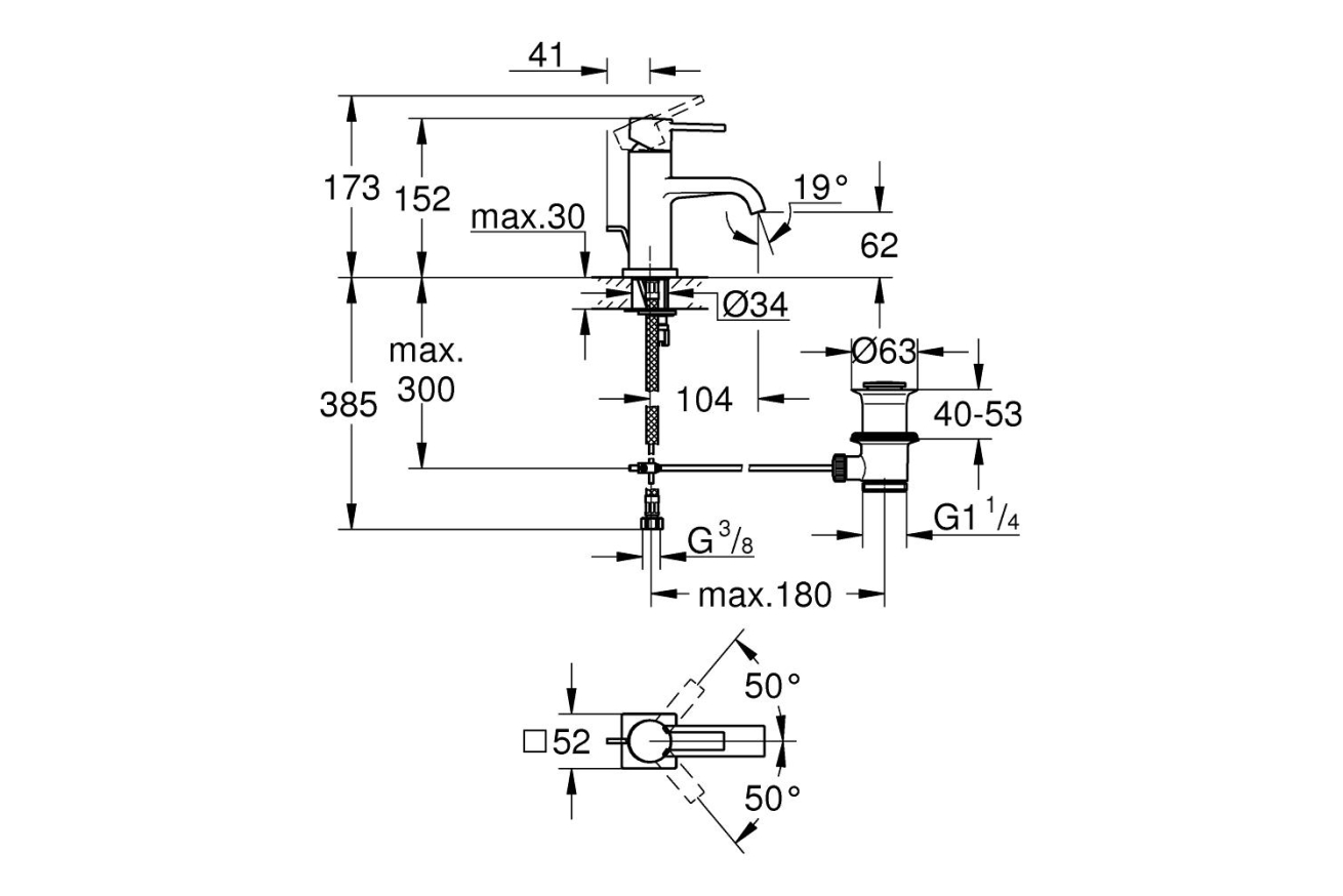 Смеситель для раковины GROHE Allure, M-Size, хром (32757000)