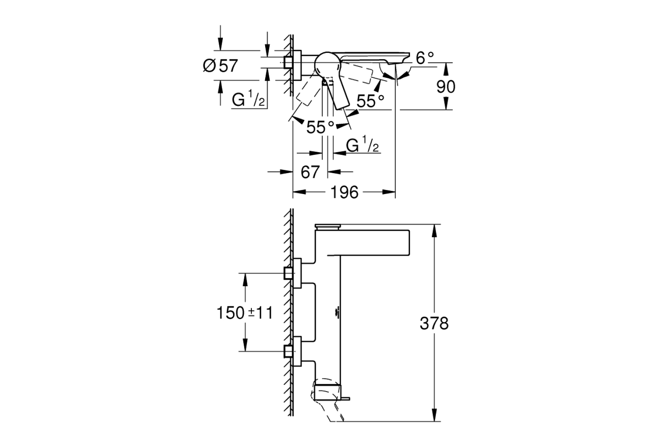 Смеситель для ванны GROHE Allure внешнего монтажа, темный графит глянец (32826A01)