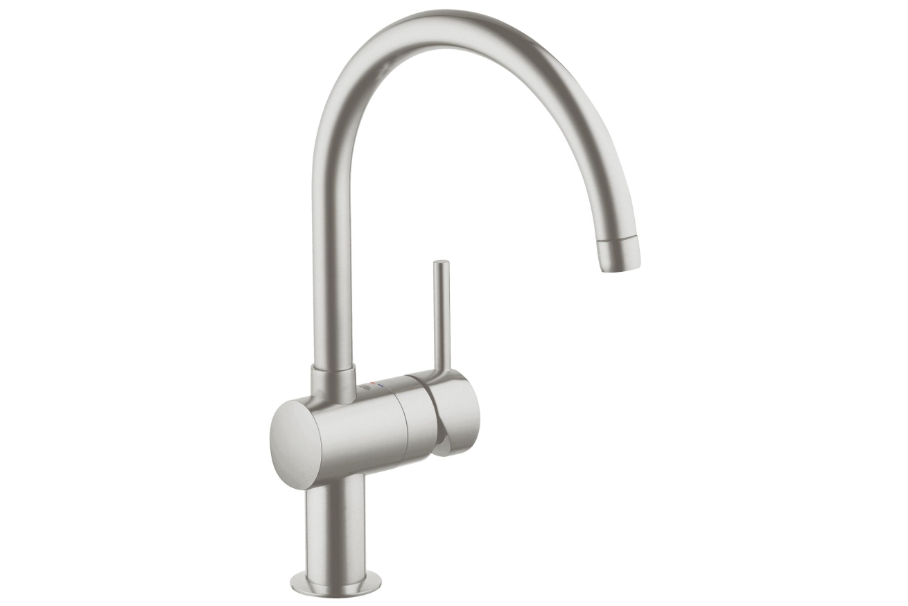 Смеситель для кухонной мойки GROHE Minta с поворотным C-изливом, суперсталь (32917DC0)