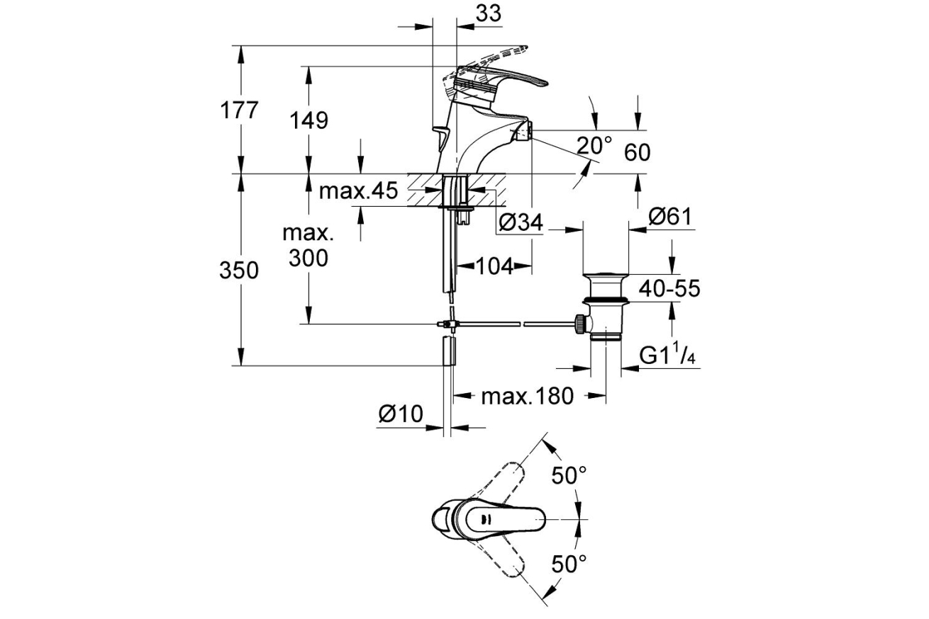 Смеситель для биде GROHE Eurosolid однорычажный, хром (33278000)