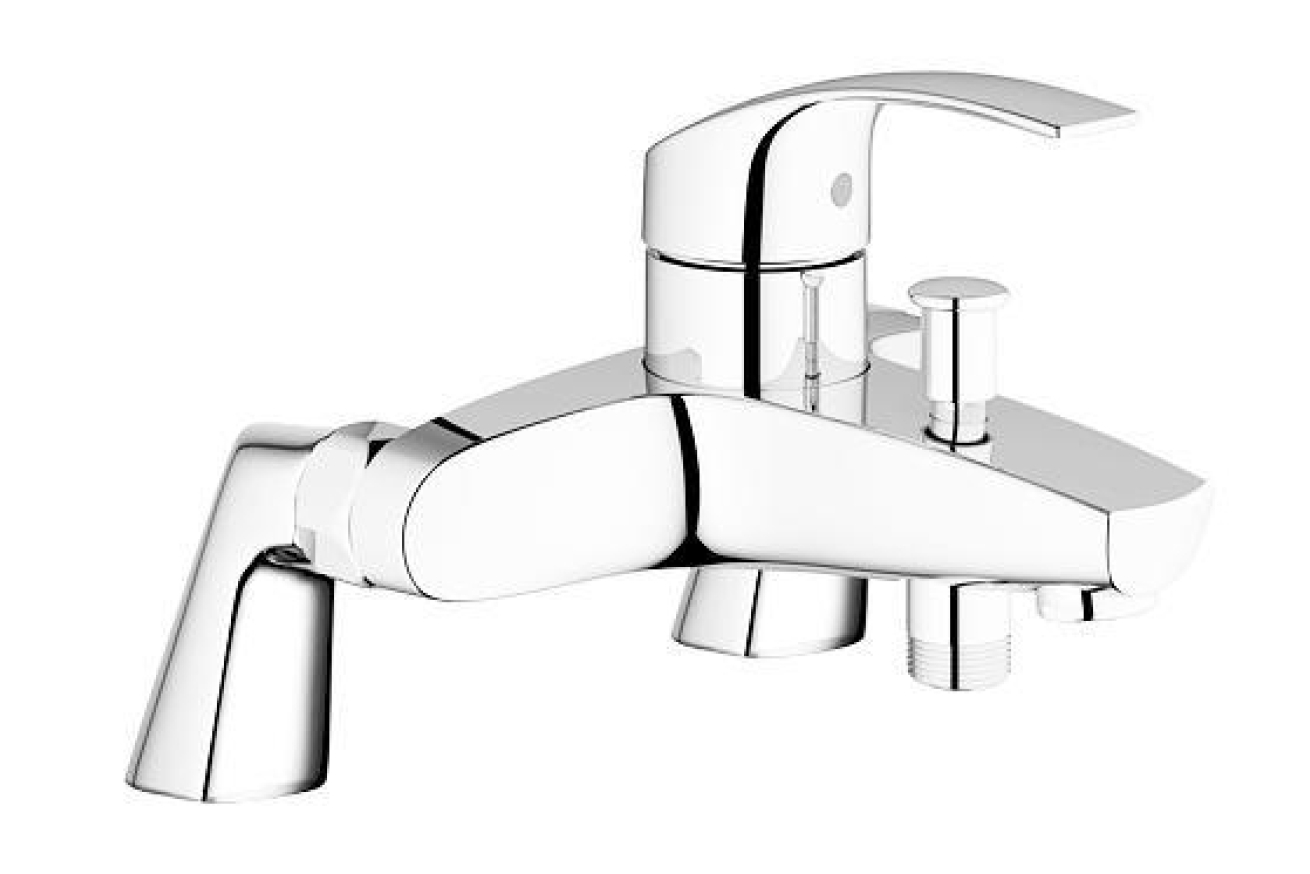 Смеситель для ванны GROHE Eurosmart на 2 отверстия, на край ванны с вертикальным подключением, хром (33303002)