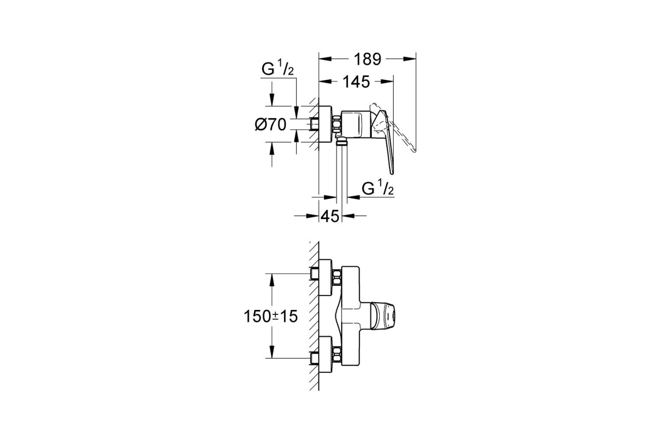 Смеситель для душа GROHE Europlus, хром (33577002)