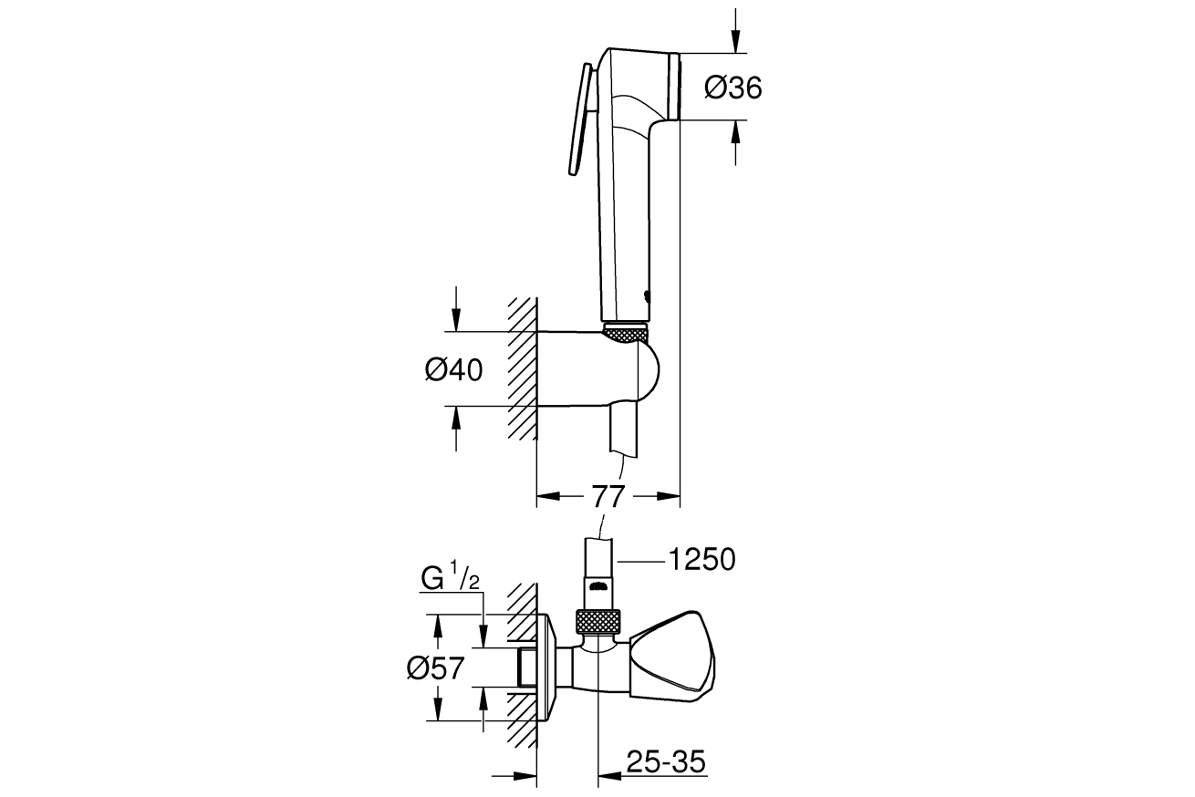 Набор для гигиенического душа GROHE Tempesta-F Trigger Spray 30, 1250 мм, хром (27514001)