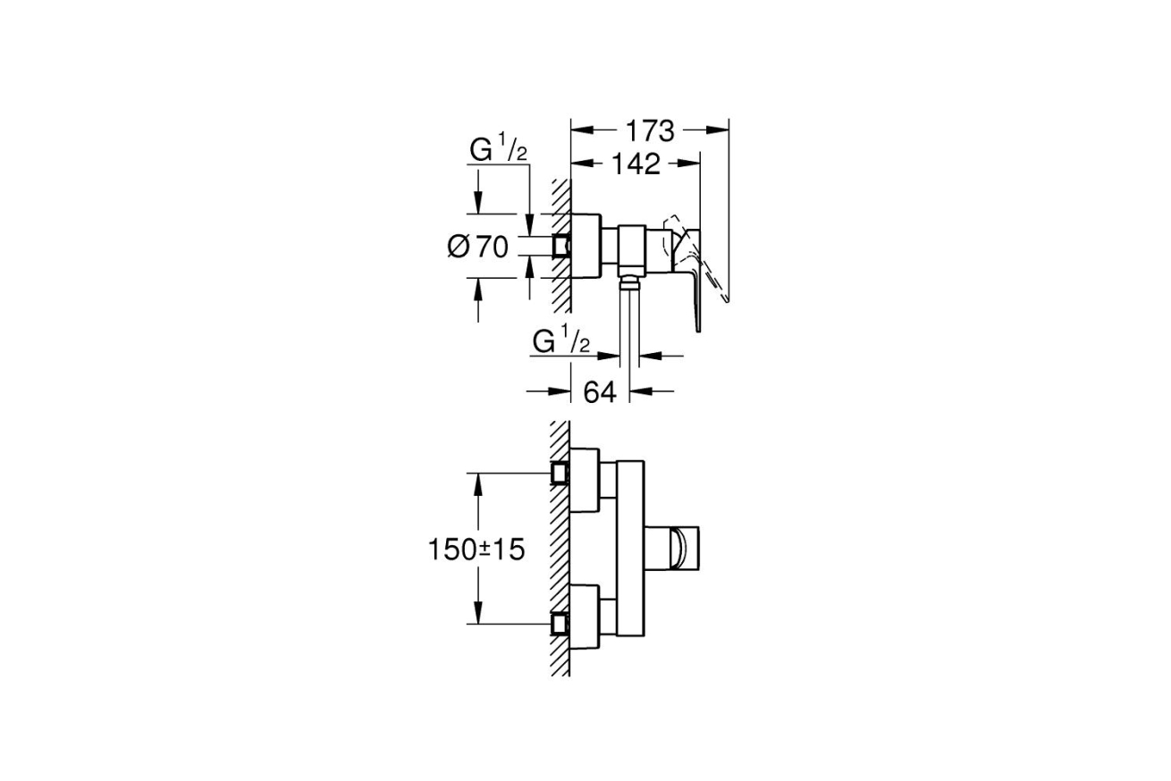 Смеситель для душа GROHE Lineare, суперсталь (33865DC1)