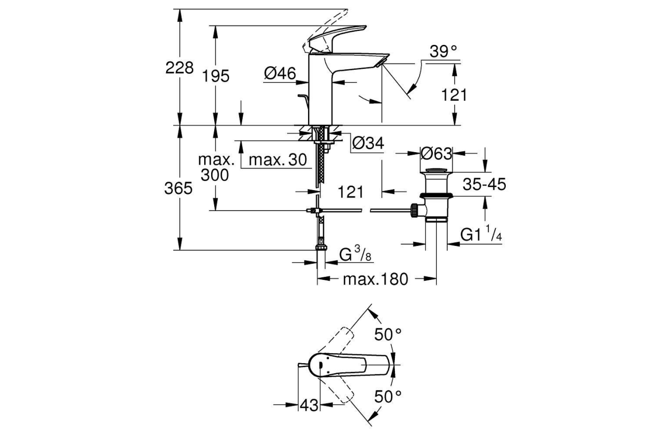 Смеситель для раковины GROHE Eurosmart, M-size, хром (23322003)