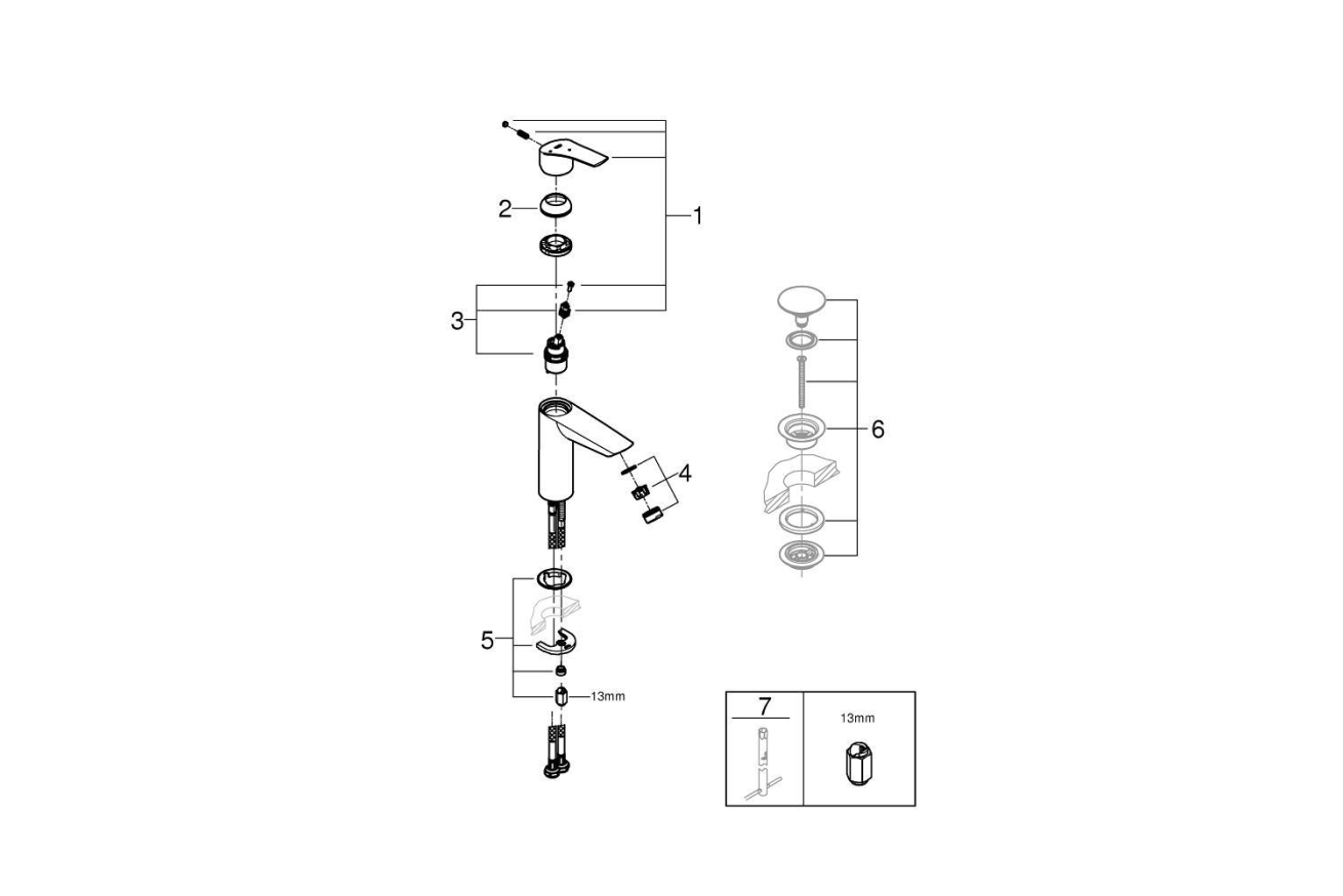 Смеситель для раковины GROHE Eurosmart, M-size, хром (2339530E)