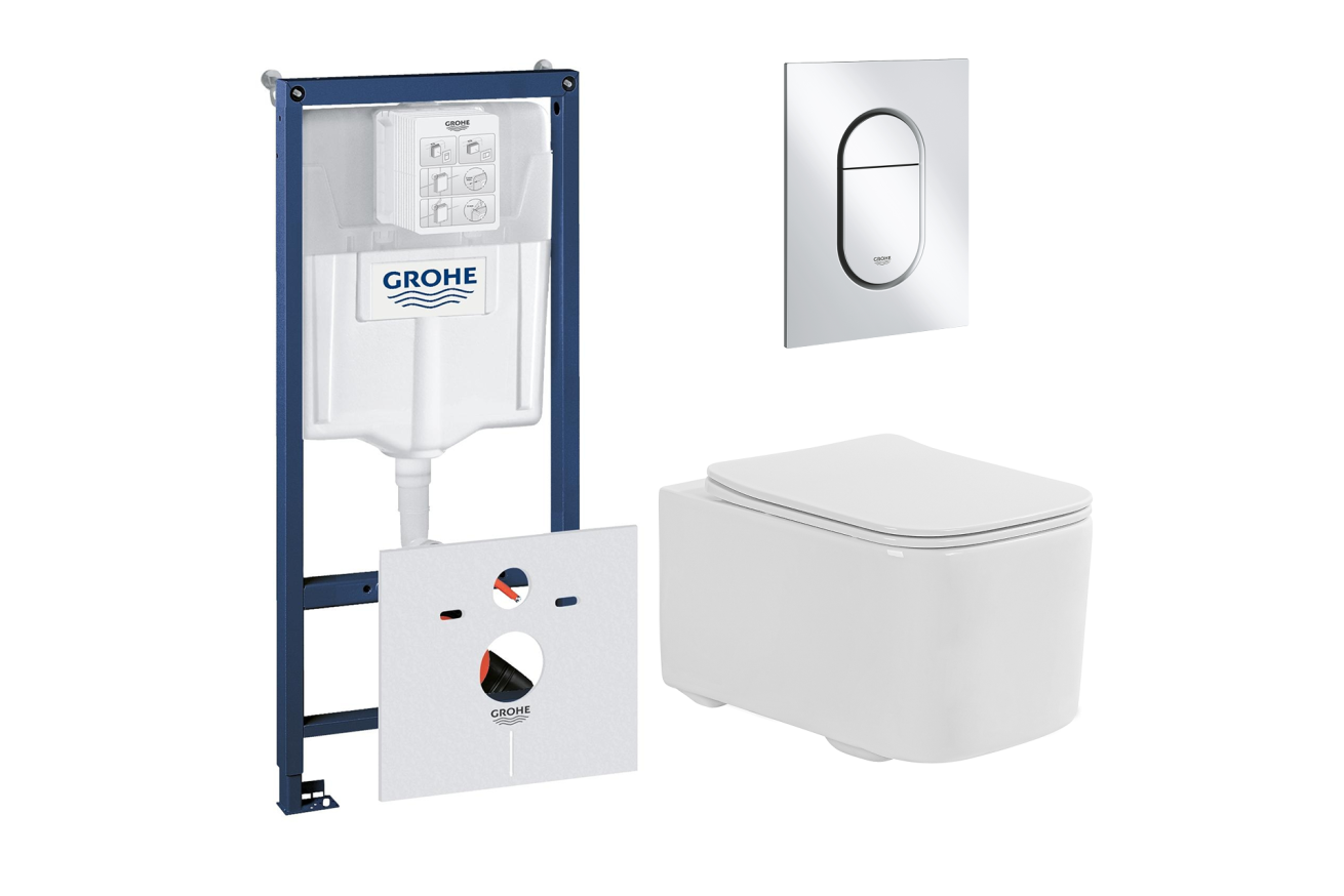 Комплект инсталляции GROHE Rapid SL NW0145/S с унитазом Aquatek КВАДРО AQ1515T-00 и сиденьем с микролифтом (NW0338)