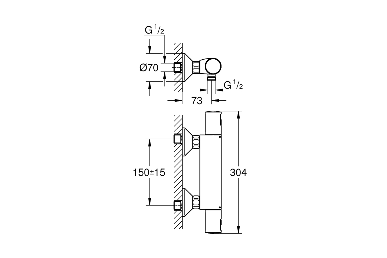 Термостат для душа GROHE Precision Start внешнего монтажа, матовый черный (345942430)