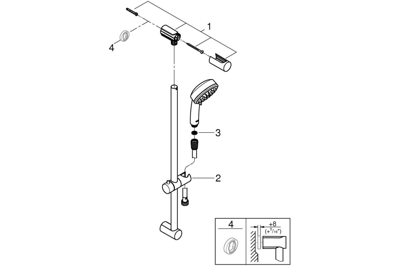Душевой гарнитур GROHE New Tempesta Cosmopolitan 100 IV, 600 мм, 9,5 л/мин, хром (27580002-DP) (повреждена упаковка)
