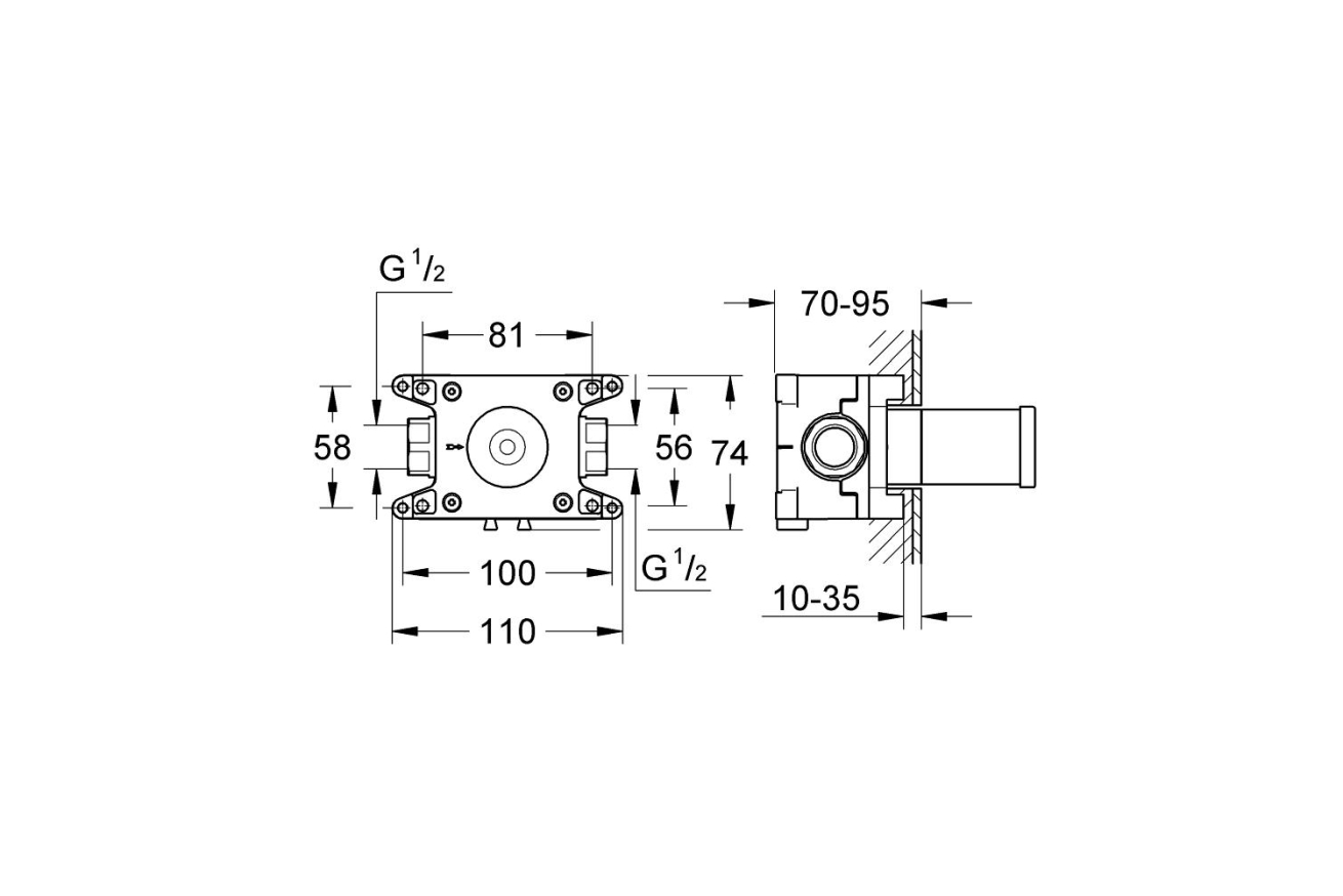Встраиваемая часть вентиля GROHE Rapido C для Grohtherm F на 1 выход (35028000)