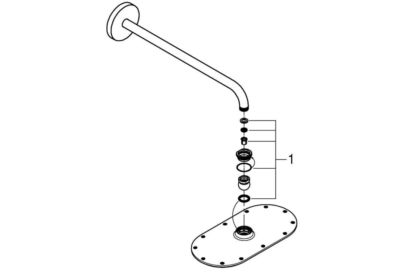 Верхний душ GROHE Rainshower Veris 300x150, 1 режим, 422 мм, белая луна (26170LS0)