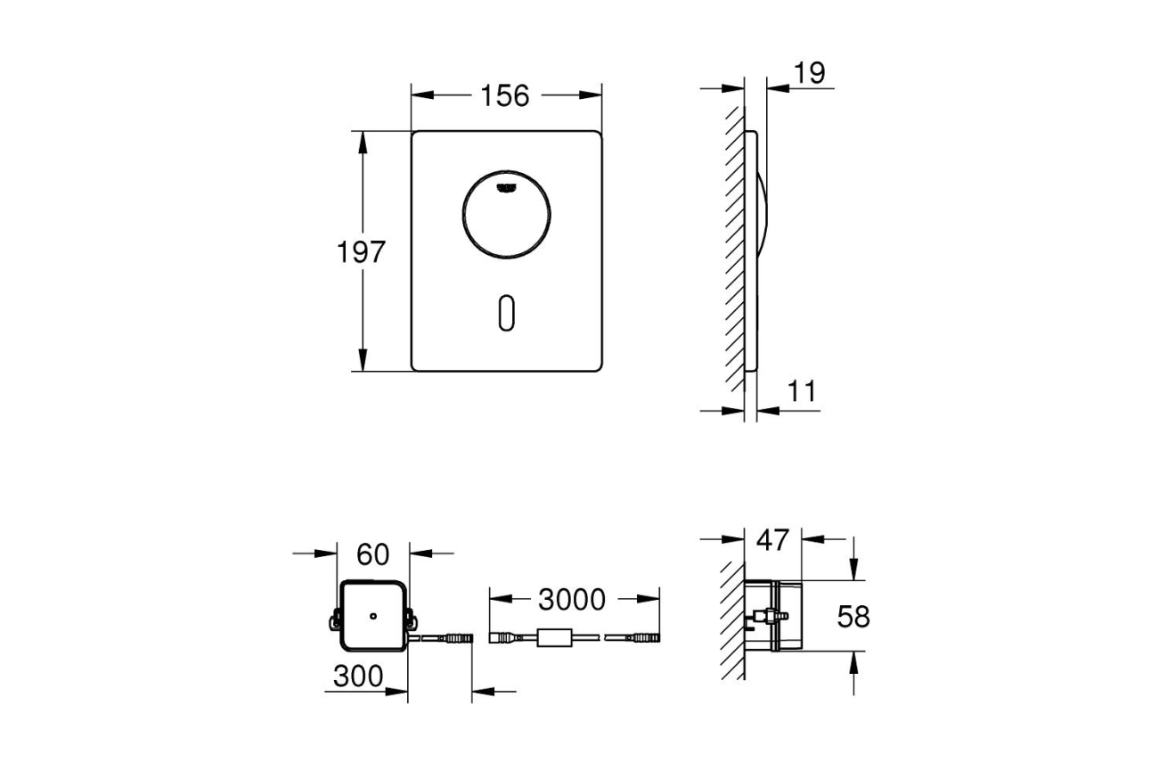 Панель смыва для унитаза GROHE Tectron Skate, 1 режим, хром (37419000)