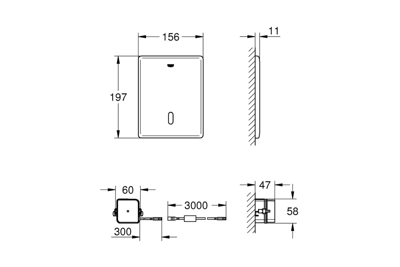 Панель смыва для унитаза GROHE Tectron Skate, 1 режим, нержавеющая сталь (38698SD1)