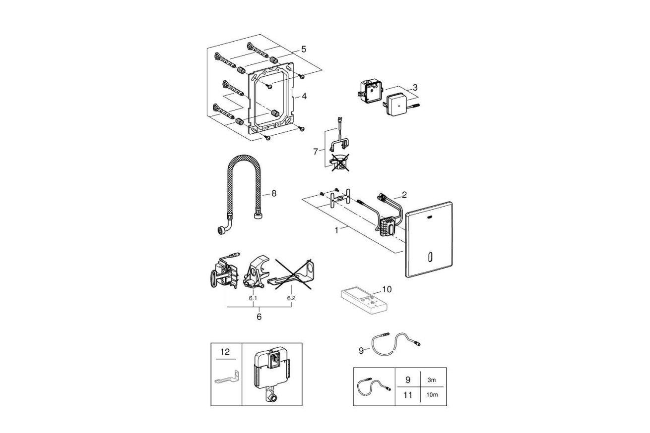 Панель смыва для унитаза GROHE Tectron Skate, 1 режим, нержавеющая сталь (38698SD1)