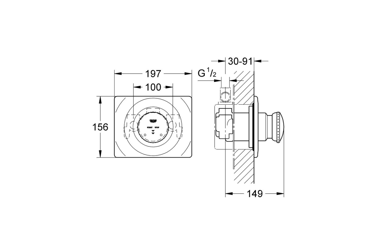 Внешняя часть смесителя для душа GROHE Contromix автоматический, хром (36121000)