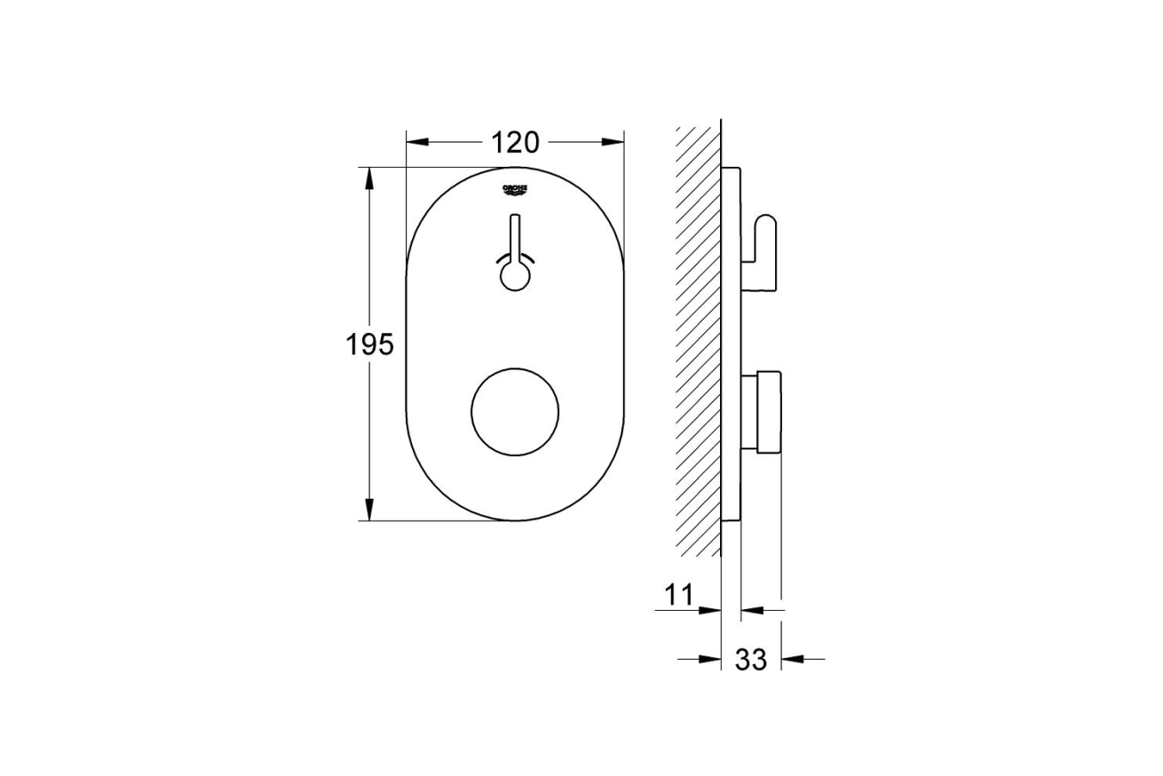 Внешняя часть смесителя для душа GROHE Eurosmart Cosmopolitan T автоматический, хром (36321000)