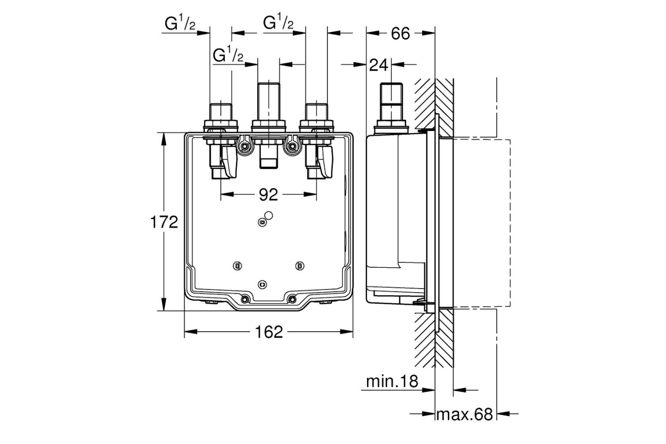Скрытый монтажный ящик GROHE Eurosmart Cosmopolitan T (36322001)