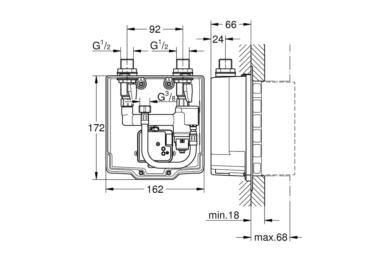 Монтажный ящик для GROHE Eurosmart CE с термостатическим смесителем (36336000)
