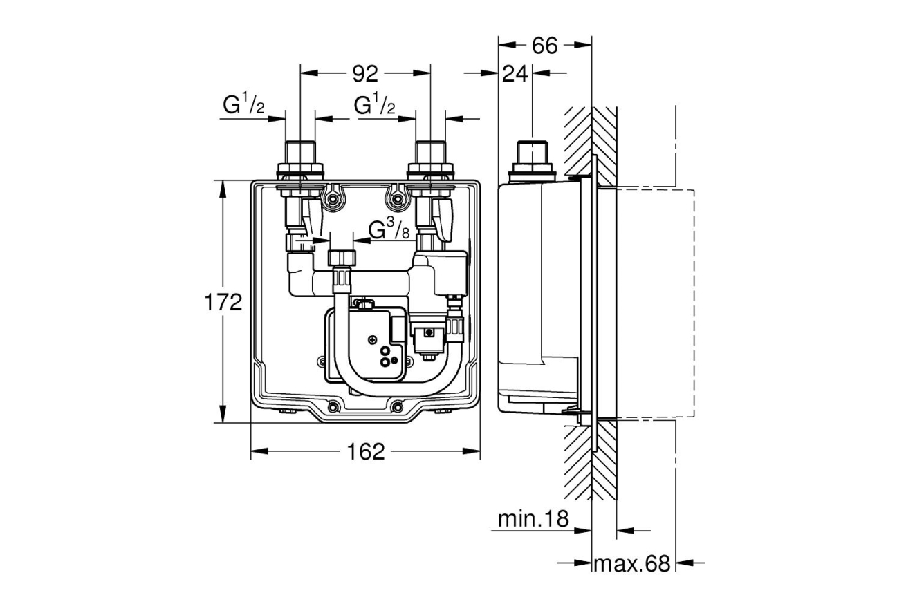 Скрытый монтажный ящик GROHE Eurosmart Cosmopolitan E (36336001)
