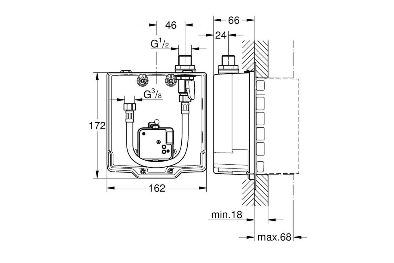 Монтажный ящик для GROHE Eurosmart CE без смешивания (36337000)