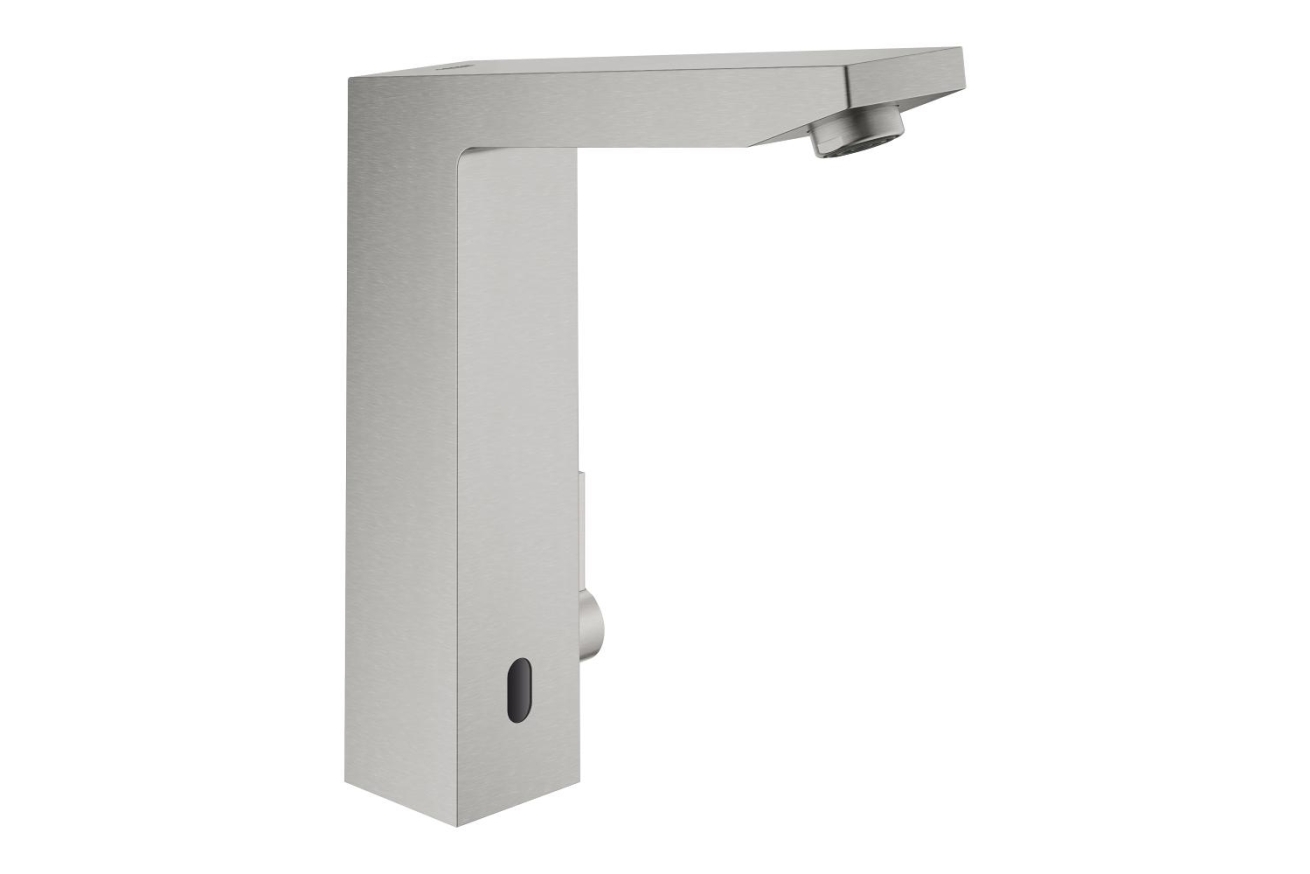 Смеситель для раковины GROHE Eurocube E инфракрасный, с регулировкой температуры, питание от батареи 6V, суперсталь (36441DC0)