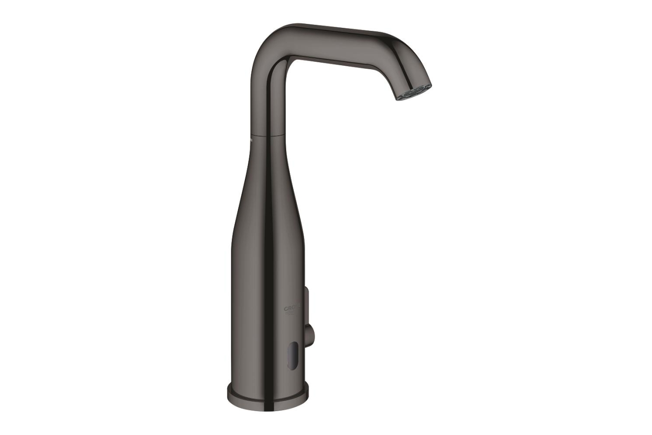 Смеситель для раковины GROHE Essence E инфракрасный, с регулировкой температуры, питание от батареи 6V, темный графит глянец (36445A00)