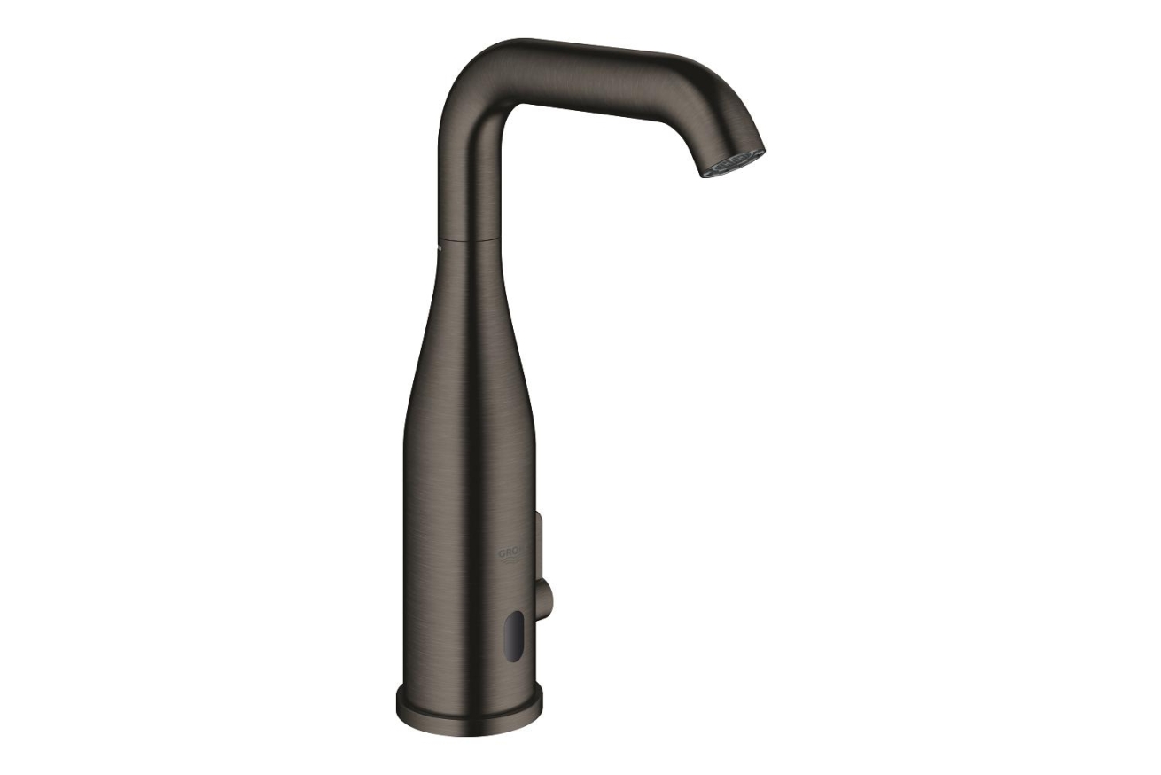Смеситель для раковины GROHE Essence E инфракрасный, с регулировкой температуры, питание от батареи 6V, темный графит матовый (36445AL0)