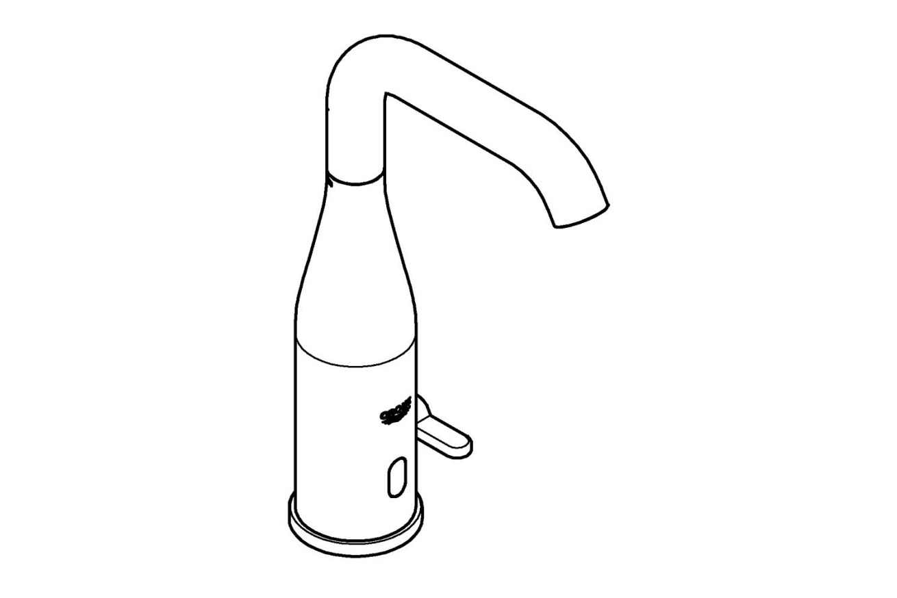 Смеситель для раковины GROHE Essence E инфракрасный, с регулировкой температуры, питание от батареи 6V, темный графит матовый (36445AL0)