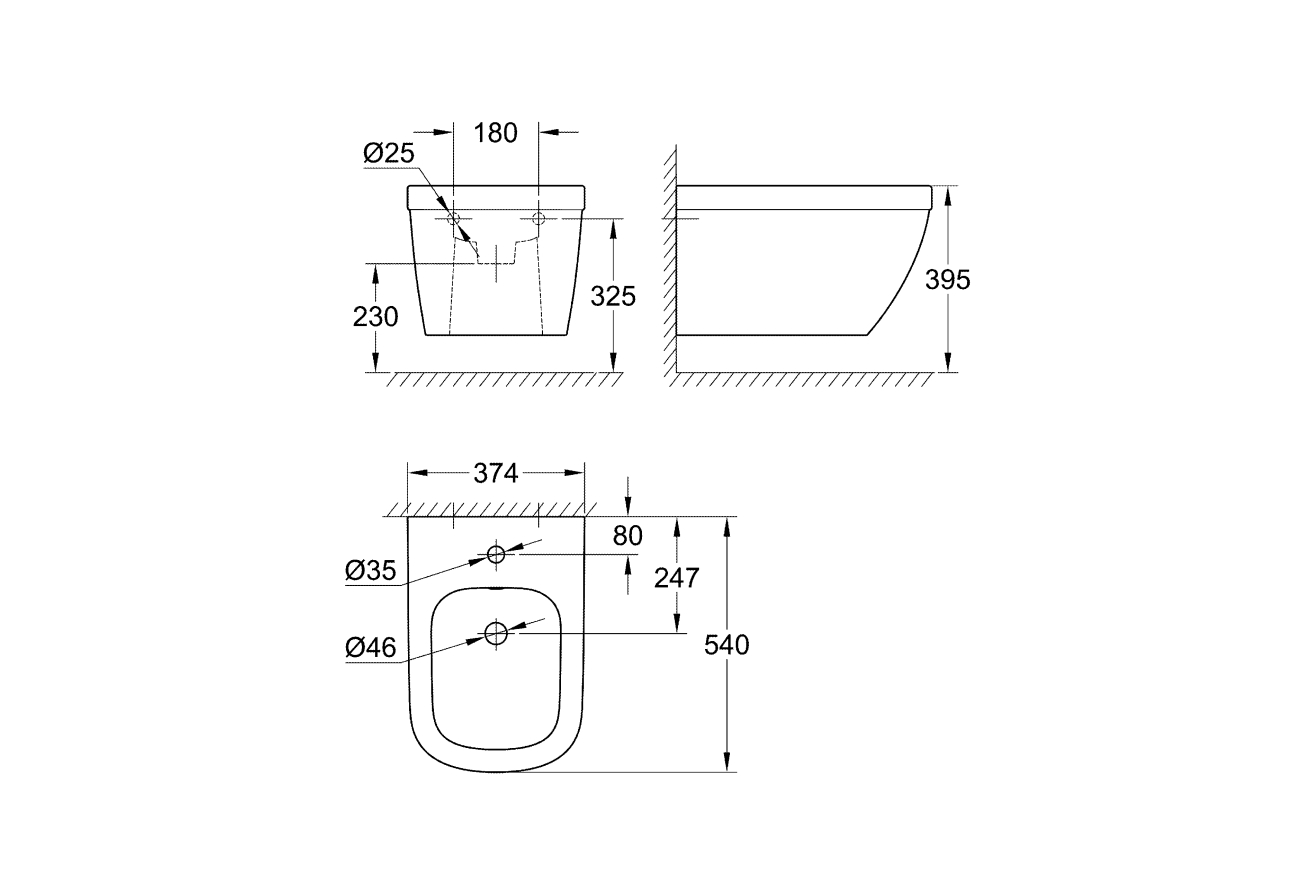 Биде подвесное GROHE Euro Ceramic, альпин-белый (39208000)