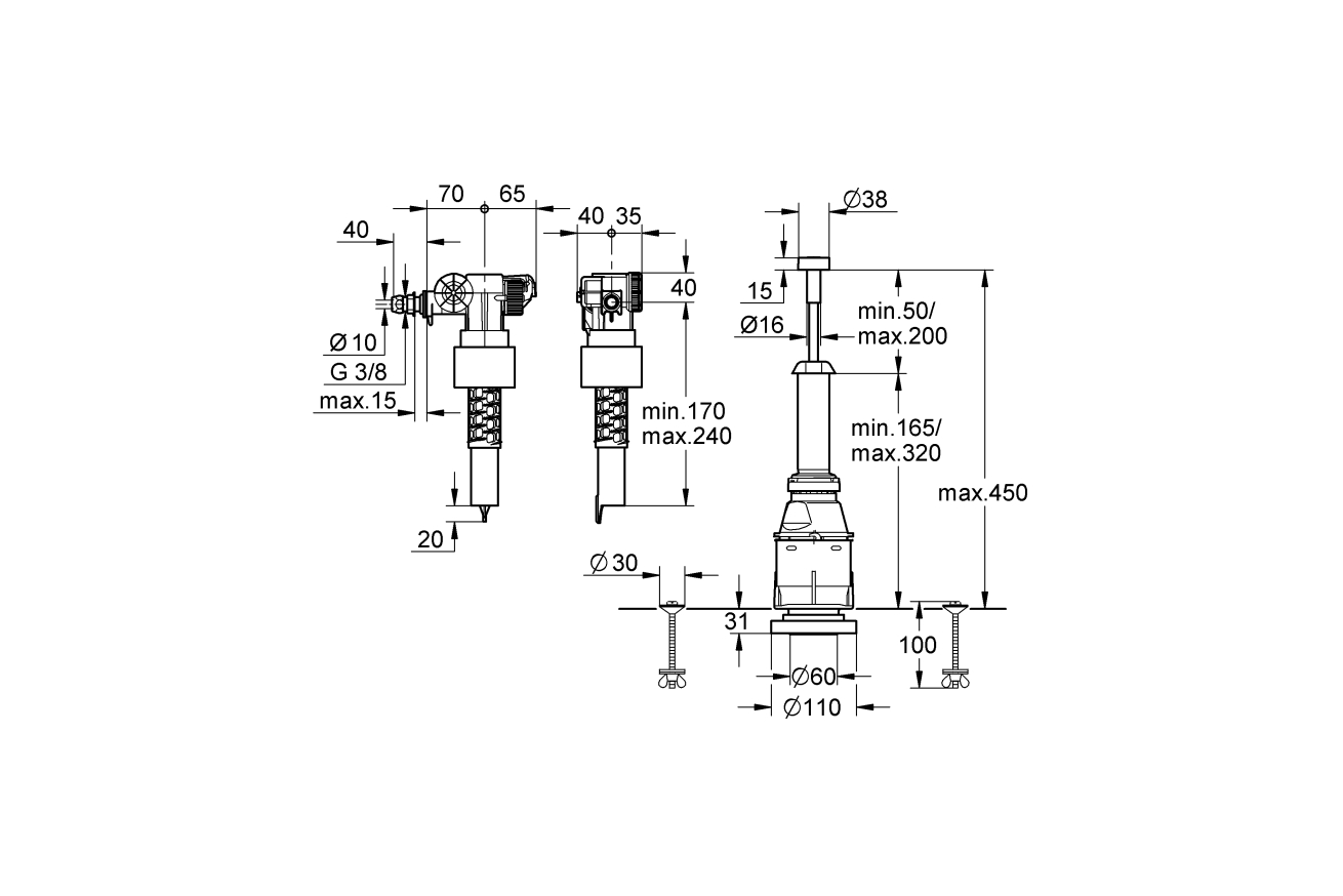 Смывной клапан для подключения сбоку GROHE (37078PI0)