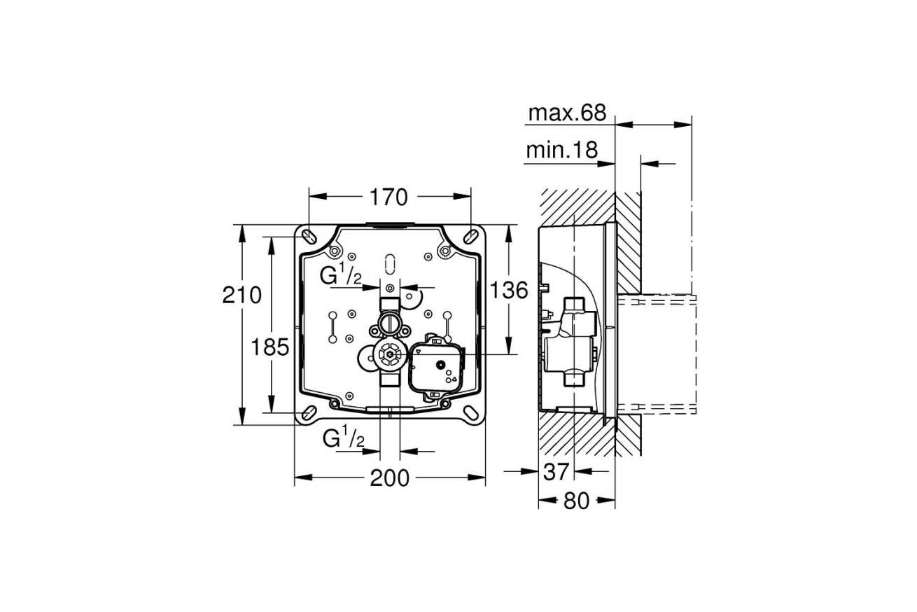 Комплект монтажа для панелей смыва Tectron GROHE Rapido U (37338000)
