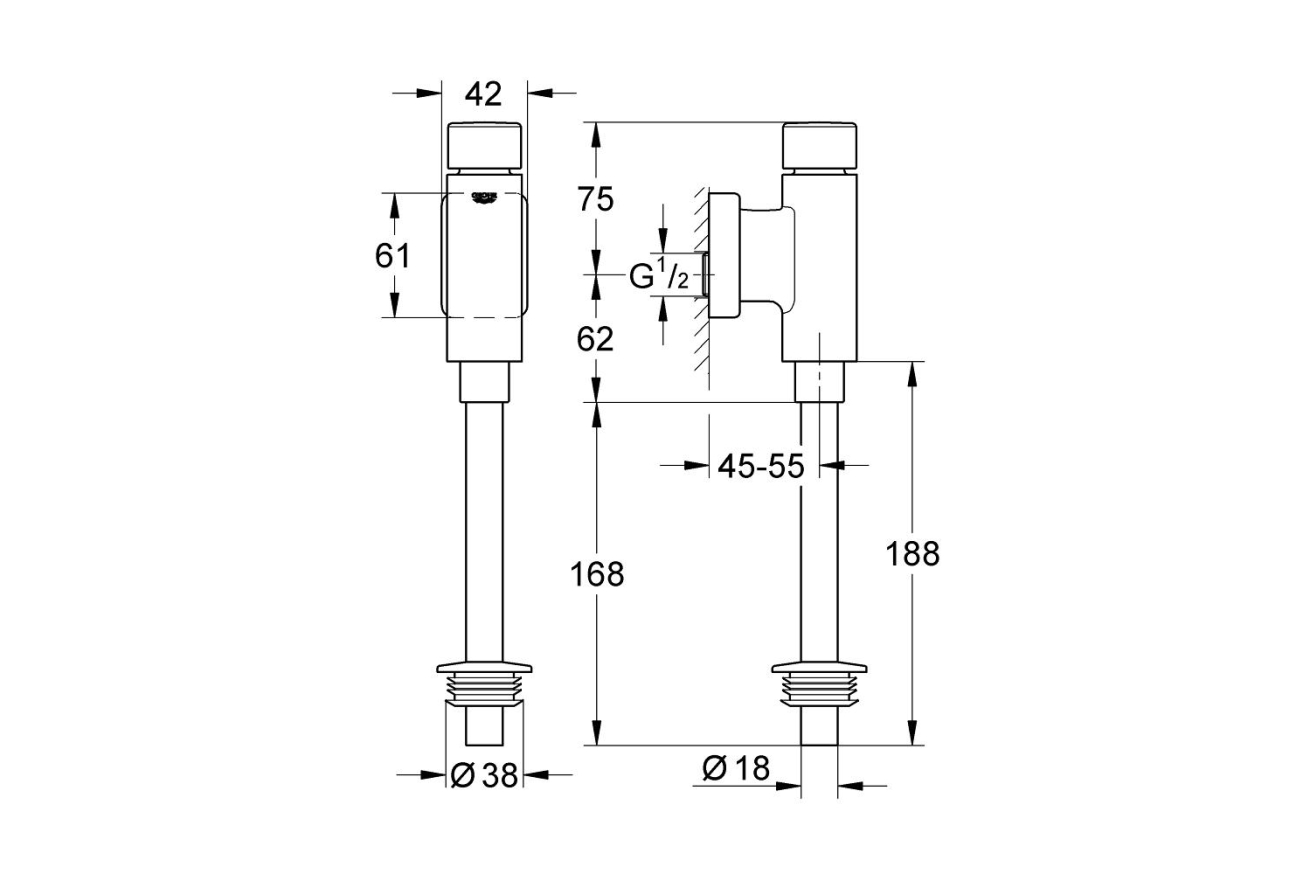 Смывное устройство для писсуара GROHE Rondo (37339000)