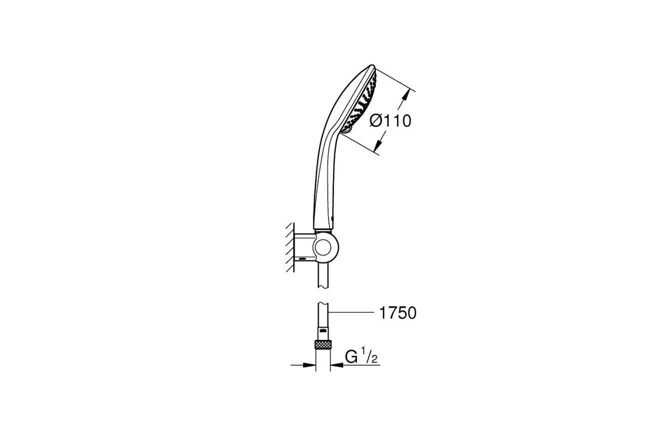 Душевой набор GROHE Euphoria 110 Champagne, 3 режима, 1750 мм, 17 л/мин, хром (27355000)