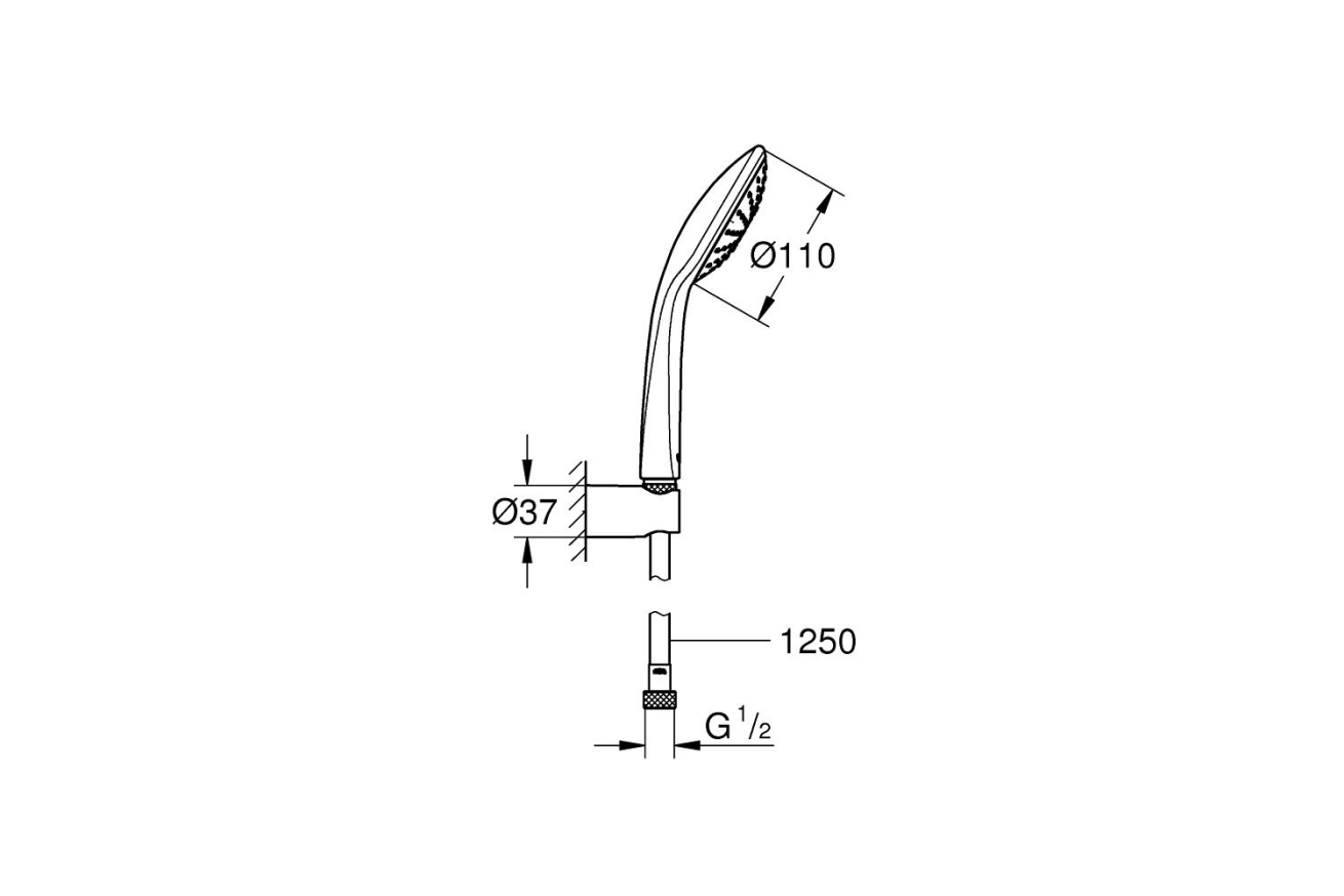 Душевой набор GROHE Euphoria, 1 режим, 1250 мм, 21,7 л/мин, хром (27354000)