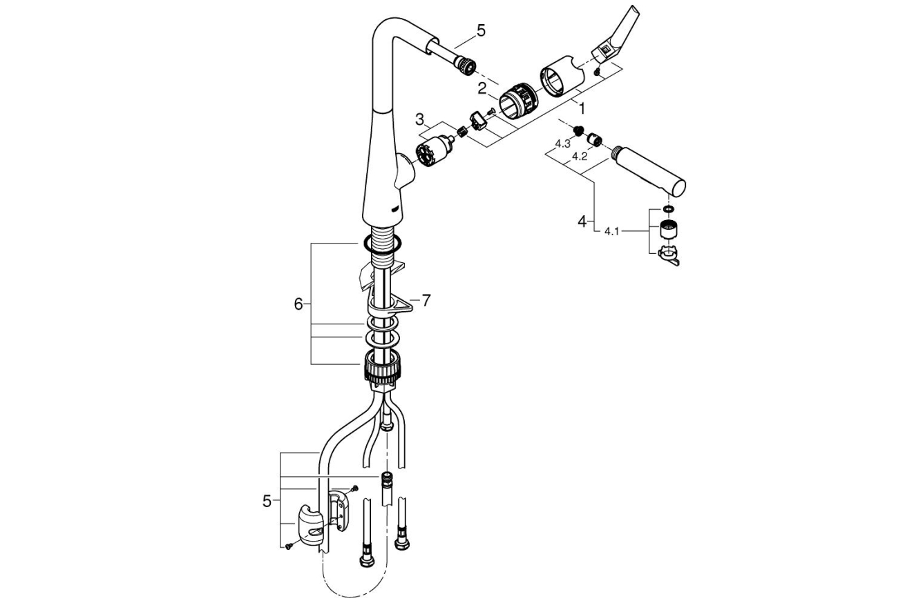 Смеситель для кухни GROHE Zedra с вытяжным душем 2jet, хром (32553002)