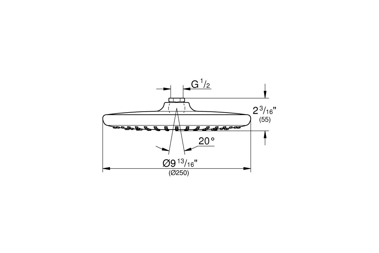 Верхний душ GROHE Tempesta 250, 9,5 л/мин, 1 режим, хром (26666000)