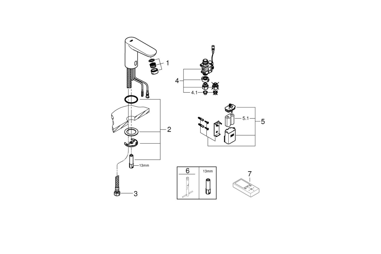 Кран для раковины GROHE Euroeco Cosmopolitan E инфракрасный, без функции смешивания, хром (36271000)