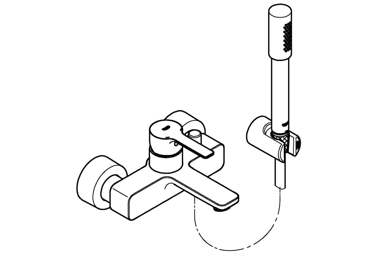 Смеситель для ванны GROHE Lineare с душевым гарнитуром, хром (33850001)
