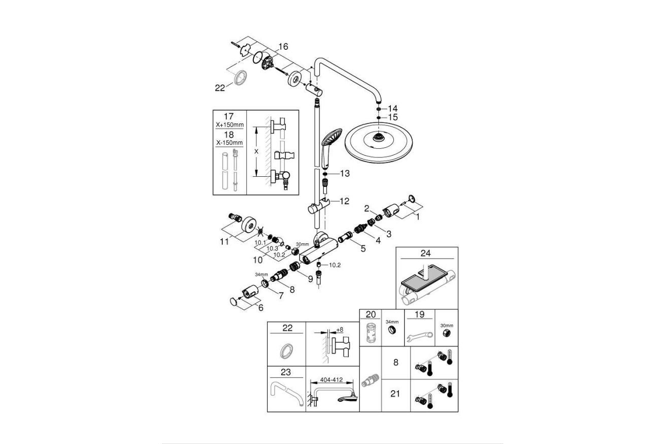 Душевая система GROHE Vitalio Joy 310 с термостатом для душа, хром (26400001)