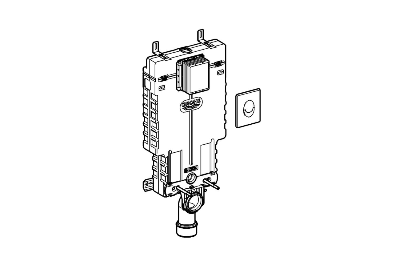 Инсталляционный комплект для унитаза GROHE Uniset для обмуровки с панелью смыва, хром (38723001)