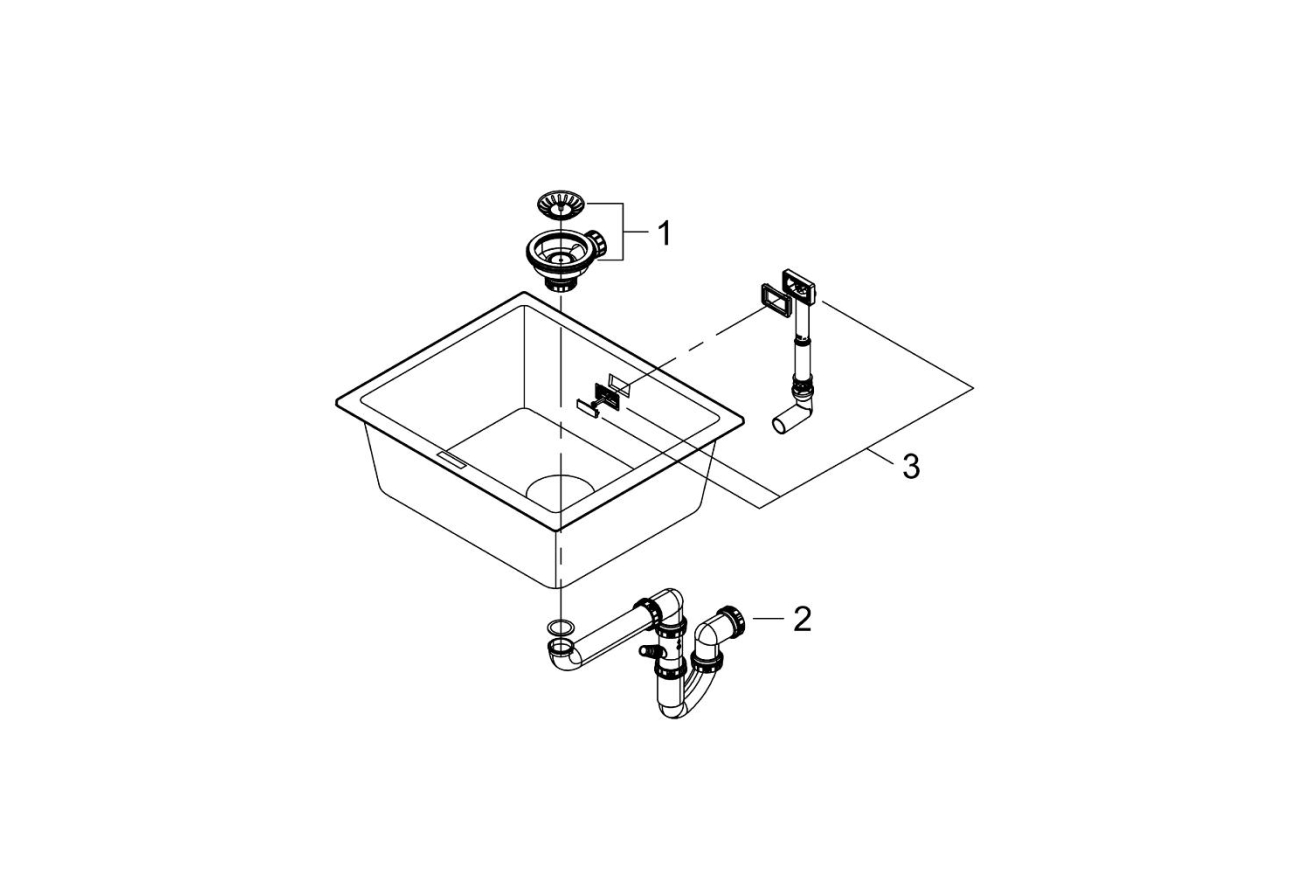 Мойка GROHE K700U с одной чашей, 533 x 457 мм, серый гранит (31654AT0)