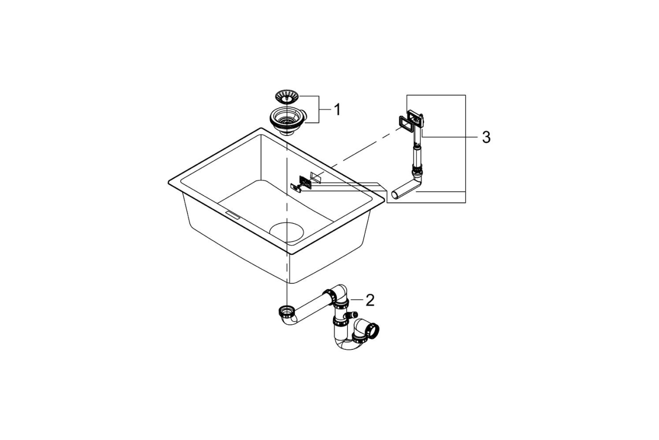 Мойка GROHE K700U с одной чашей, 610 x 460 мм, серый гранит (31655AT0)
